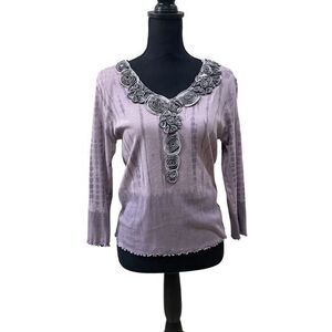 Lynn Lang Nature Art Ribbed Long Sleeve Tee T-shirt Top